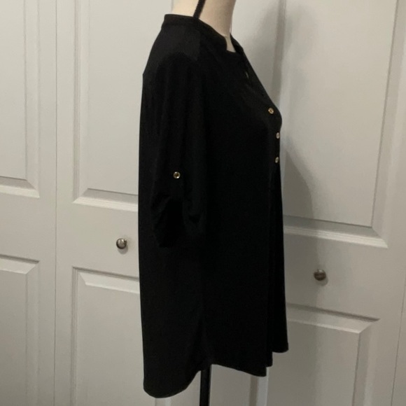 PerSeption Concept Black V-Neck Shirt with Gold Buttons, Large - Picture 4 of 8